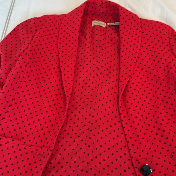Vintage Valentino Suit. Tomato Red and Black Polka Dot Silk Lined -European 6 - Picture 10 of 15